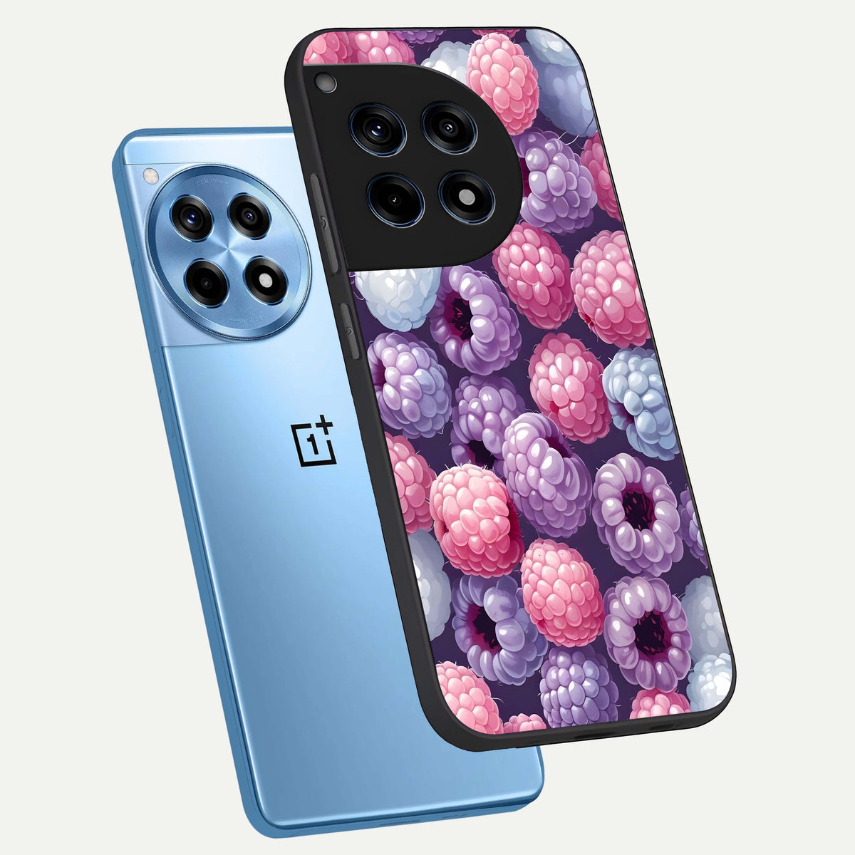  Berry Candy Pop phone case For OnePlus 12R showing premium glass back cover with detailed artwork