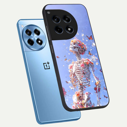  Bloom Beyond Bones phone case For OnePlus 12R showing premium glass back cover with detailed artwork