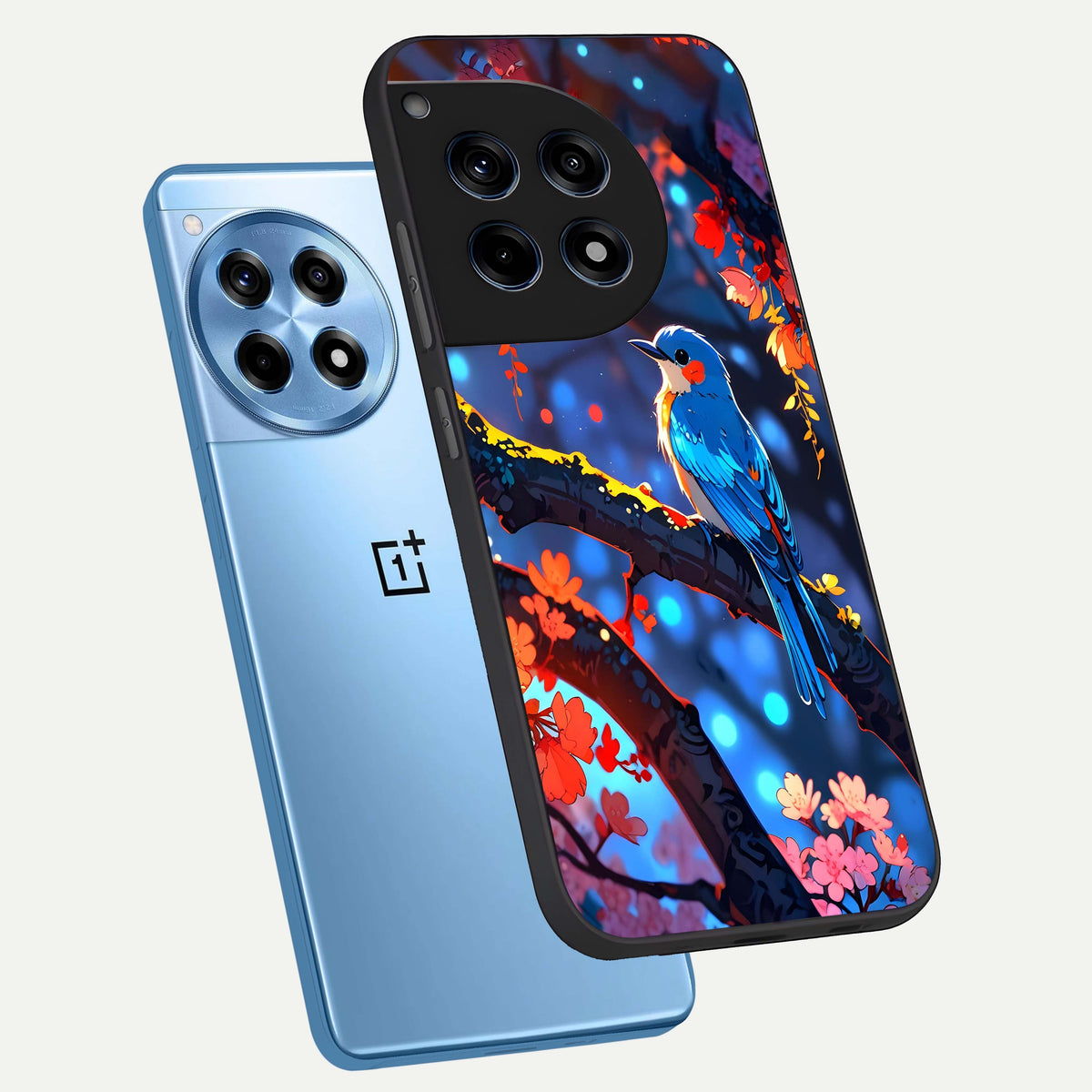  Blooming Water Drift phone case For OnePlus 12R showing premium glass back cover with detailed artwork