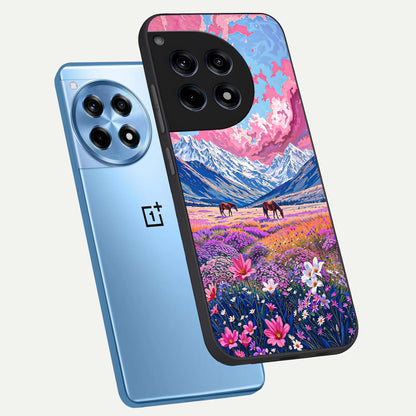  Blossom Valley Dream phone case For OnePlus 12R showing premium glass back cover with detailed artwork