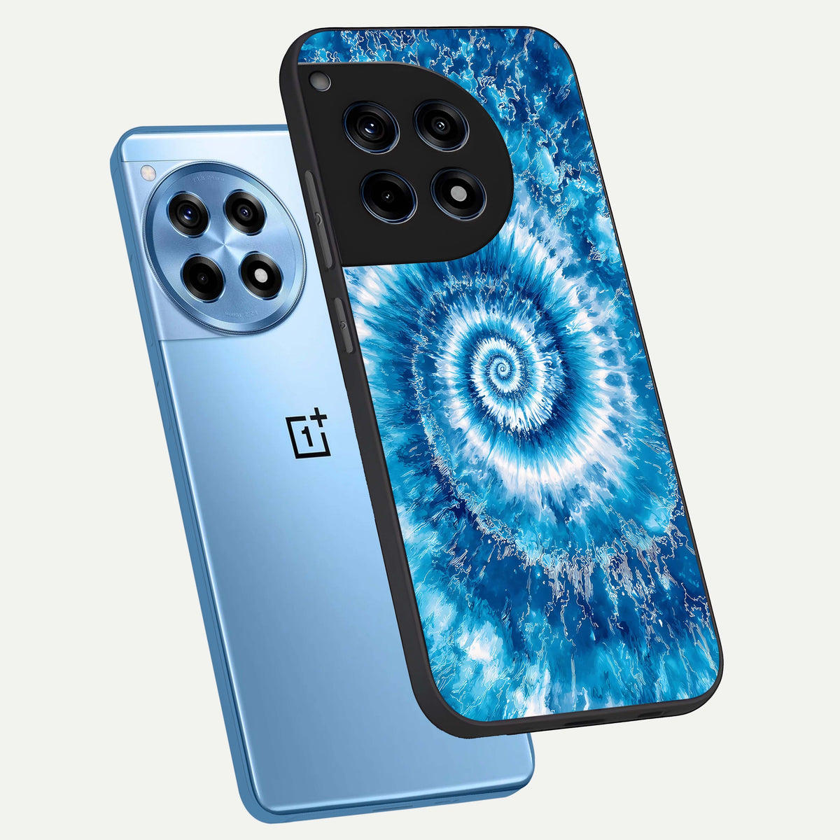  Blue Galaxy Wave phone case For OnePlus 12R showing premium glass back cover with detailed artwork