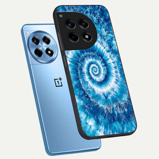  Blue Galaxy Wave phone case For OnePlus 12R showing premium glass back cover with detailed artwork