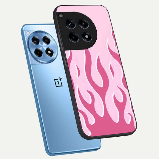  Blush Flame Energy phone case For OnePlus 12R showing premium glass back cover with detailed artwork