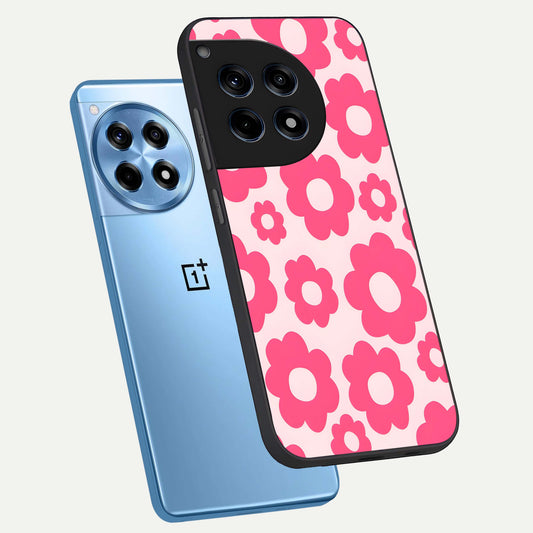  Blush Flower Pop phone case For OnePlus 12R showing premium glass back cover with detailed artwork