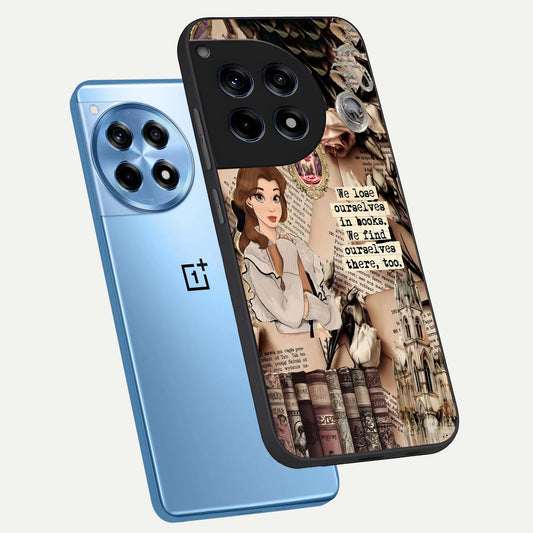  Bookish Dream World phone case For OnePlus 12R showing premium glass back cover with detailed artwork