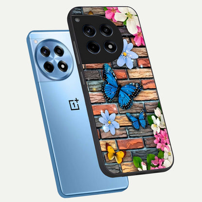  Brick Bloom Flight phone case For OnePlus 12R showing premium glass back cover with detailed artwork