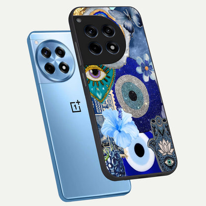 Celestial Blue Vision phone case For OnePlus 12R showing premium glass back cover with detailed artwork