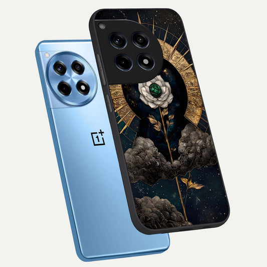  Celestial Lotus Morang phone case For OnePlus 12R showing premium glass back cover with detailed artwork