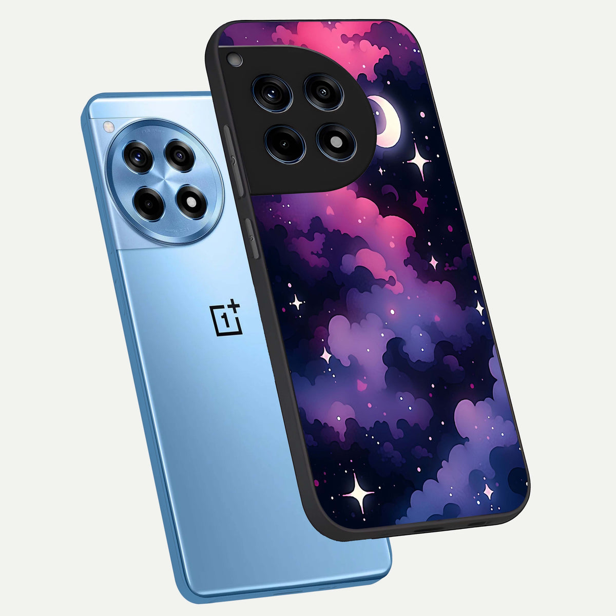  Celestial Moon Magic phone case For OnePlus 12R showing premium glass back cover with detailed artwork
