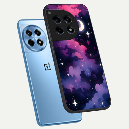  Celestial Moon Magic phone case For OnePlus 12R showing premium glass back cover with detailed artwork