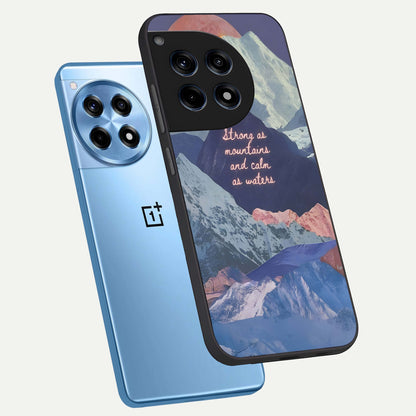  Celestial Mountain Calm phone case For OnePlus 12R showing premium glass back cover with detailed artwork