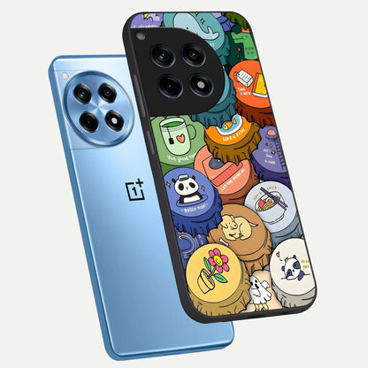  Coins Patterns phone case For OnePlus 12R showing premium glass back cover with detailed artwork