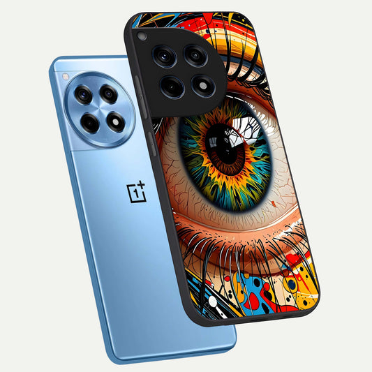  Colorful Eye phone case For OnePlus 12R showing premium glass back cover with detailed artwork