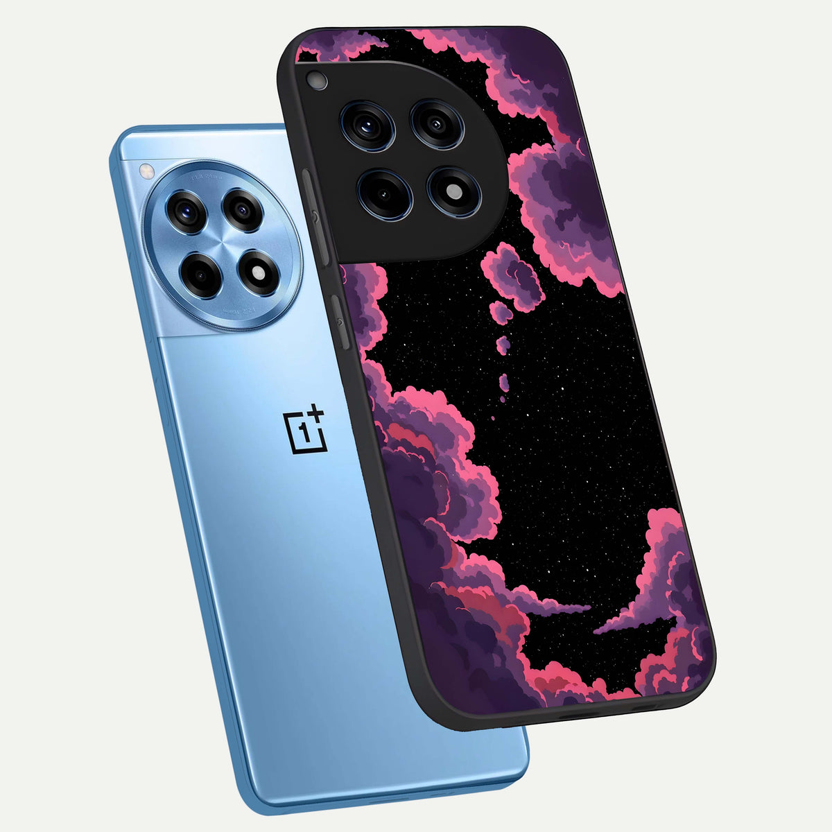  Cosmic Cloud Journey phone case For OnePlus 12R showing premium glass back cover with detailed artwork