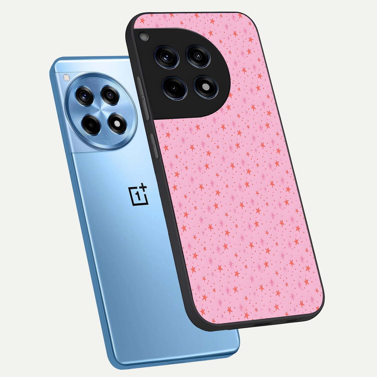  Cosmic Pink Sparkle phone case For OnePlus 12R showing premium glass back cover with detailed artwork