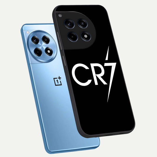 CR7 Elite Strike phone case For OnePlus 12R showing premium glass back cover with detailed artwork