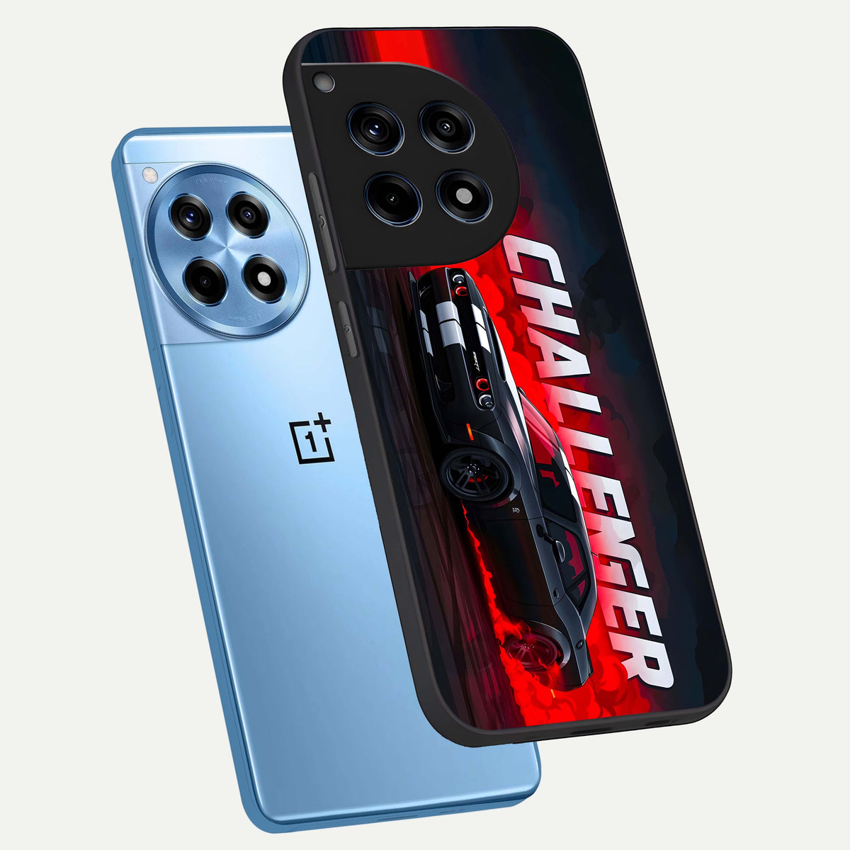  Crimson Challenger Fury phone case For OnePlus 12R showing premium glass back cover with detailed artwork