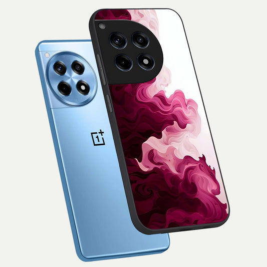  Crimson Wave Flow phone case For OnePlus 12R showing premium glass back cover with detailed artwork