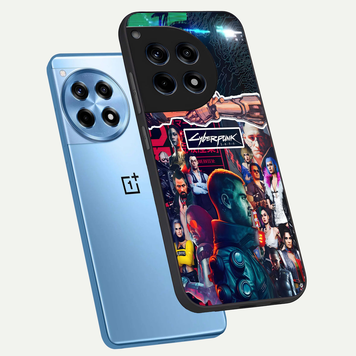  CYBERPUNK Legacy phone case For OnePlus 12R showing premium glass back cover with detailed artwork