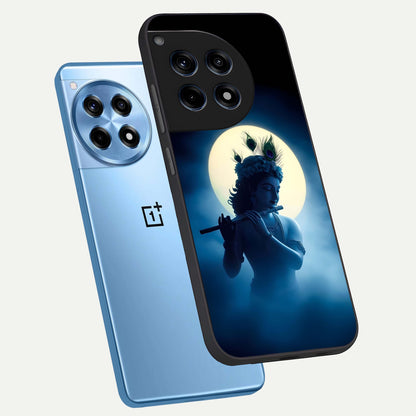  Divine Moon Flute phone case For OnePlus 12R showing premium glass back cover with detailed artwork
