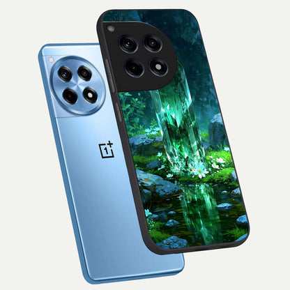  Emerald Light Crystal phone case For OnePlus 12R showing premium glass back cover with detailed artwork