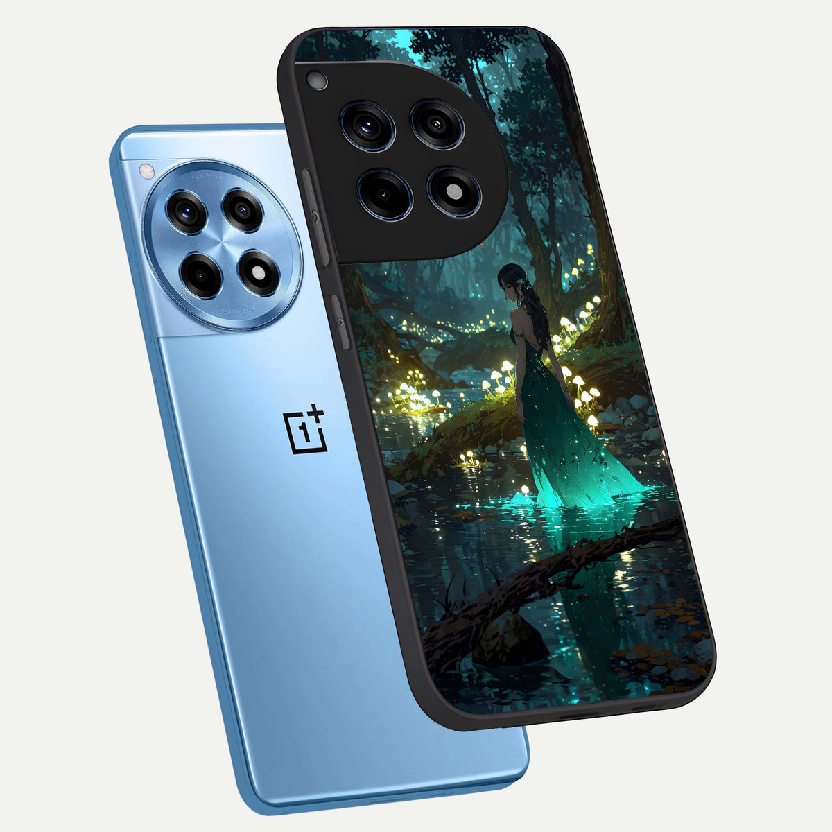  Enchanted Forest Glow phone case For OnePlus 12R showing premium glass back cover with detailed artwork