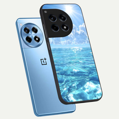  Endless Ocean Horizon phone case For OnePlus 12R showing premium glass back cover with detailed artwork