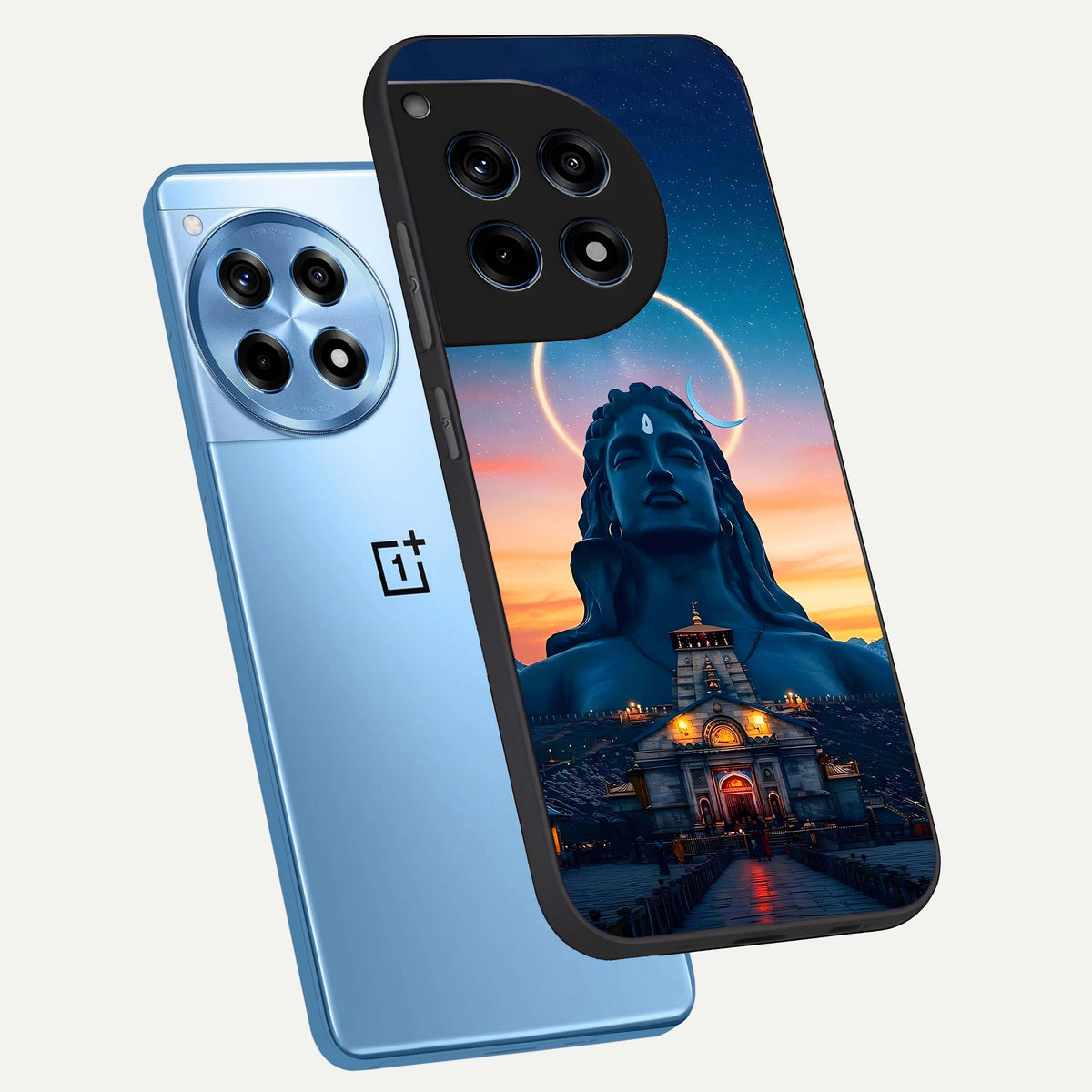  Eternal Shiva Aura phone case For OnePlus 12R showing premium glass back cover with detailed artwork
