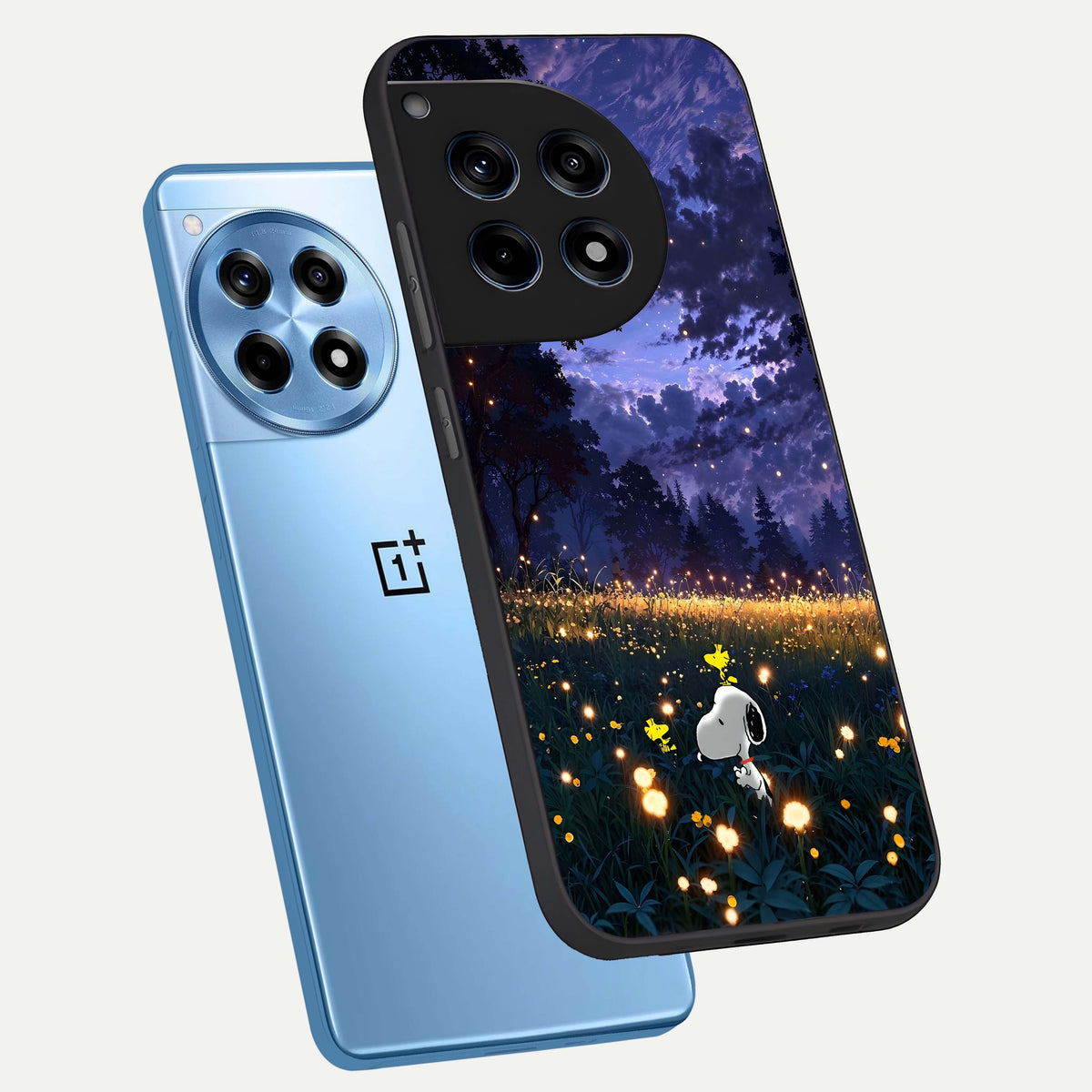  Firefly Meadow Magic phone case For OnePlus 12R showing premium glass back cover with detailed artwork