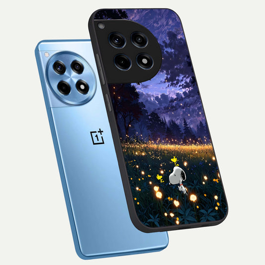  Firefly Meadow Magic phone case For OnePlus 12R showing premium glass back cover with detailed artwork