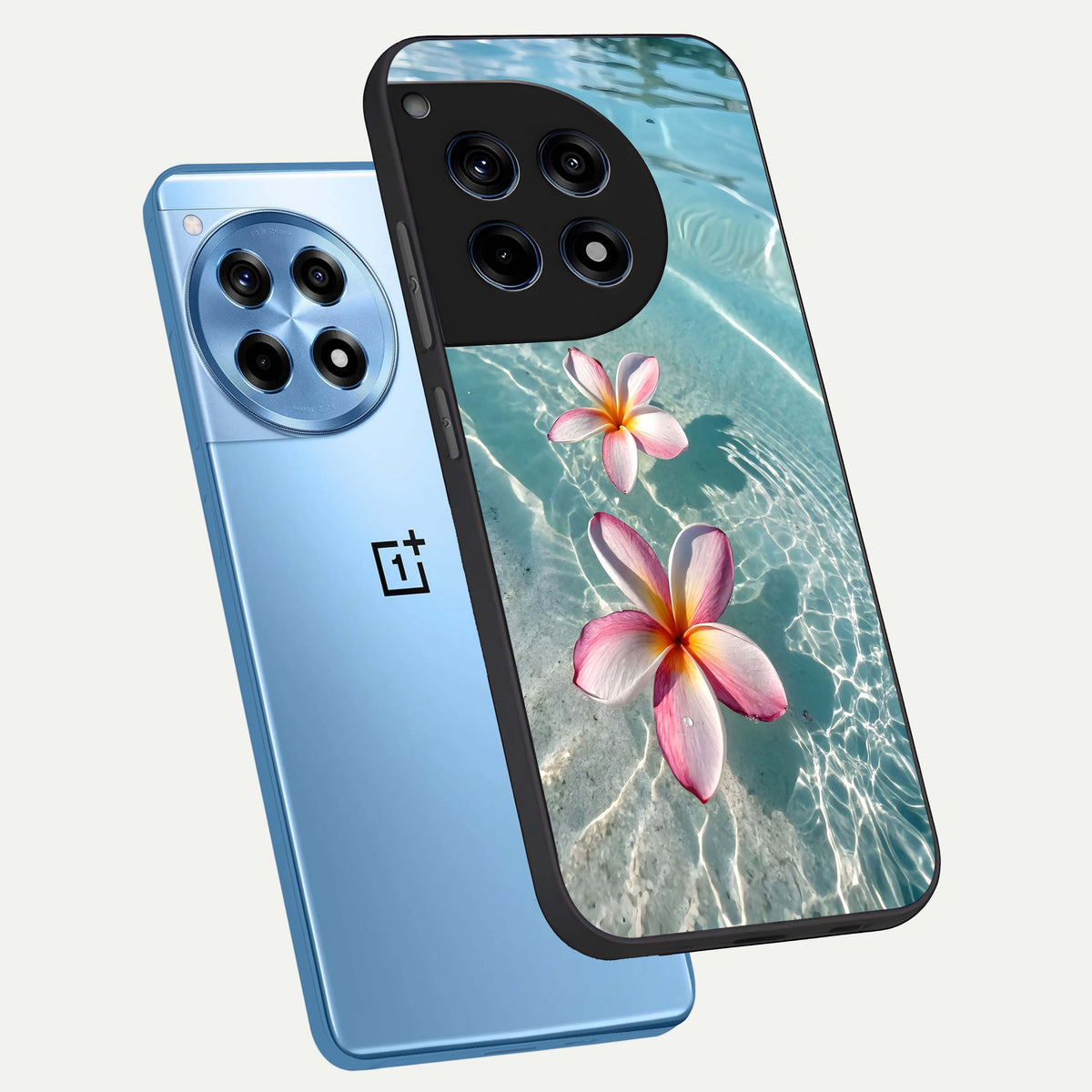  Floating Bloom Bliss phone case For OnePlus 12R showing premium glass back cover with detailed artwork