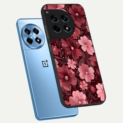  Flower Blush Bloom phone case For OnePlus 12R showing premium glass back cover with detailed artwork
