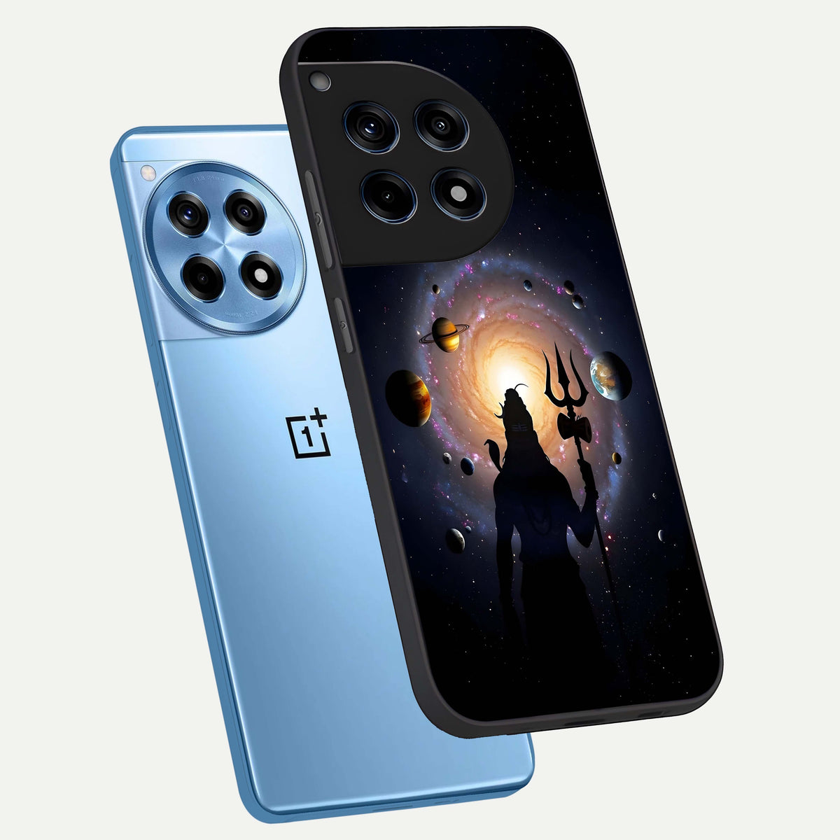  Galactic Shiva Vision phone case For OnePlus 12R showing premium glass back cover with detailed artwork