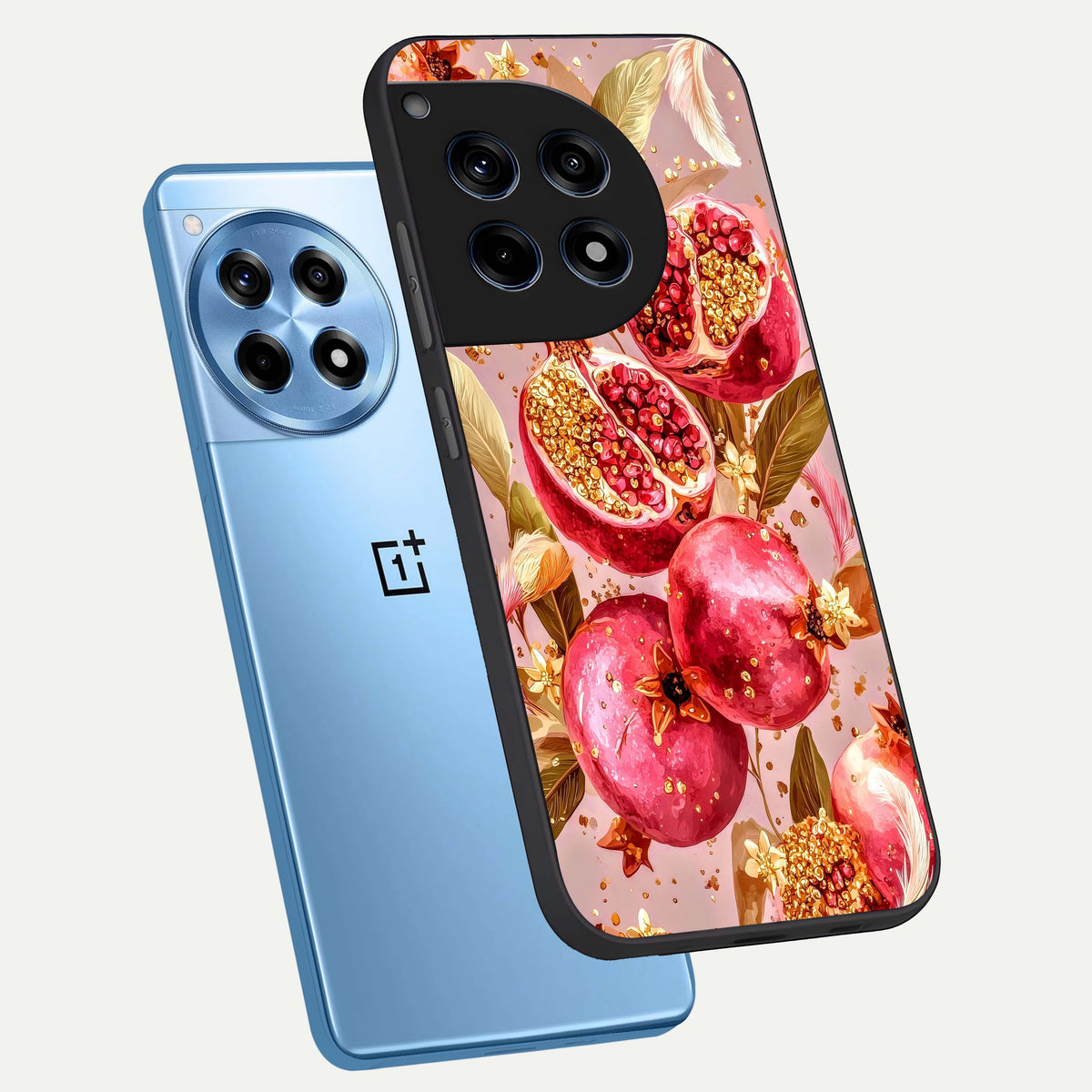  Golden Bloom Glow phone case For OnePlus 12R showing premium glass back cover with detailed artwork