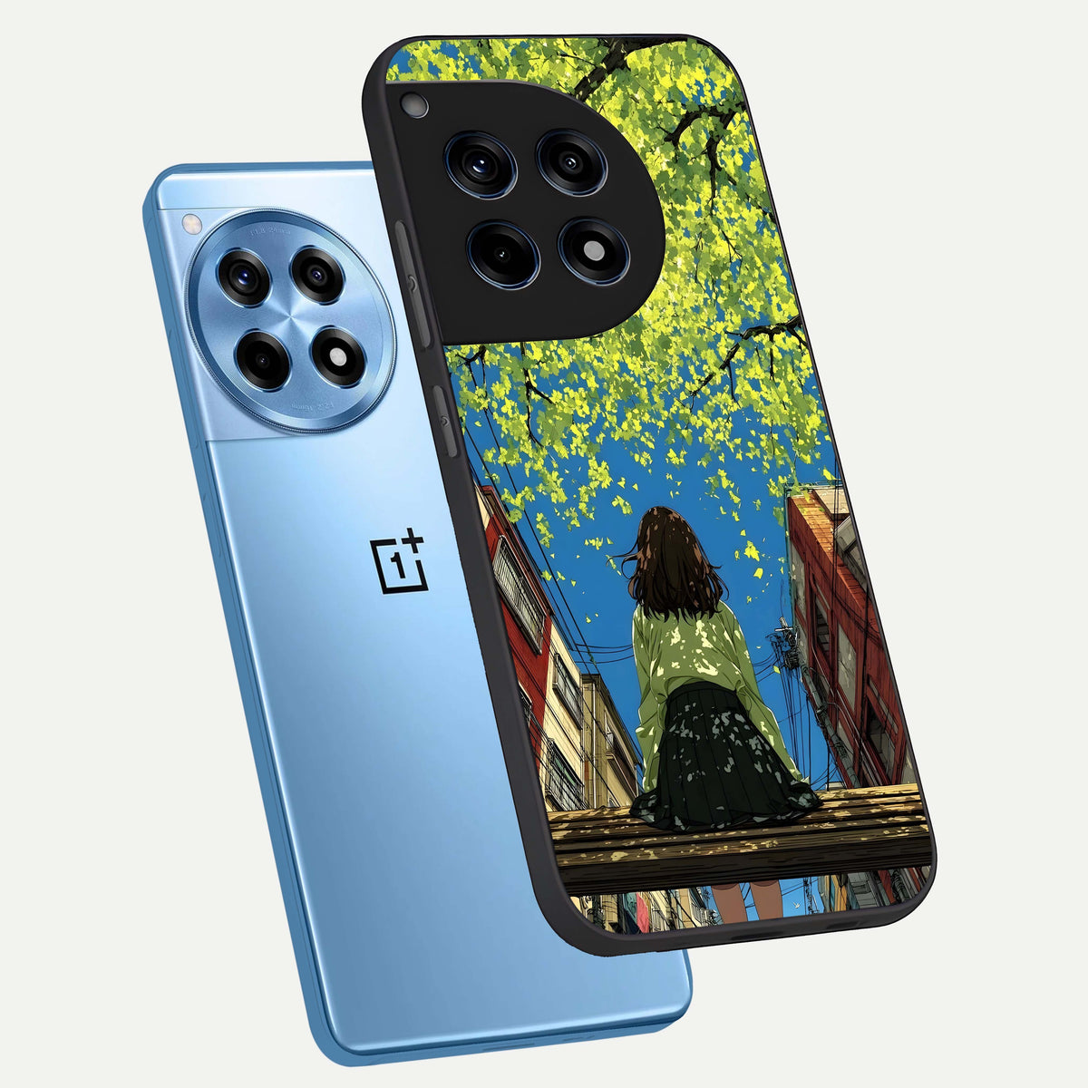  Golden Leaves Glow phone case For OnePlus 12R showing premium glass back cover with detailed artwork