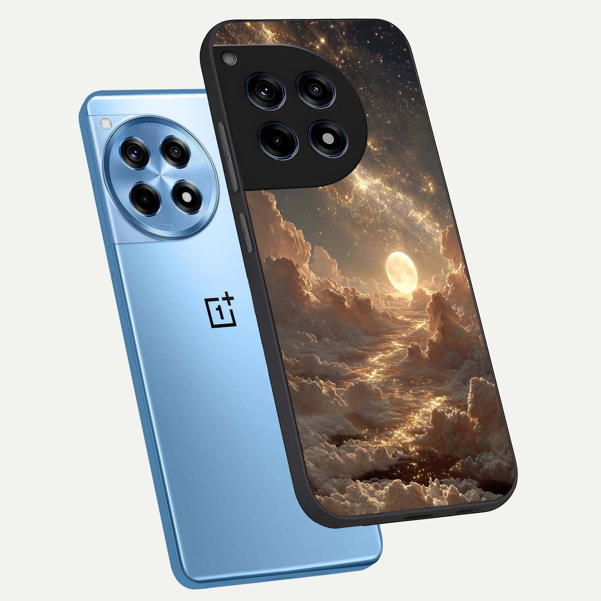 Golden Sky Dream phone case For OnePlus 12R showing premium glass back cover with detailed artwork