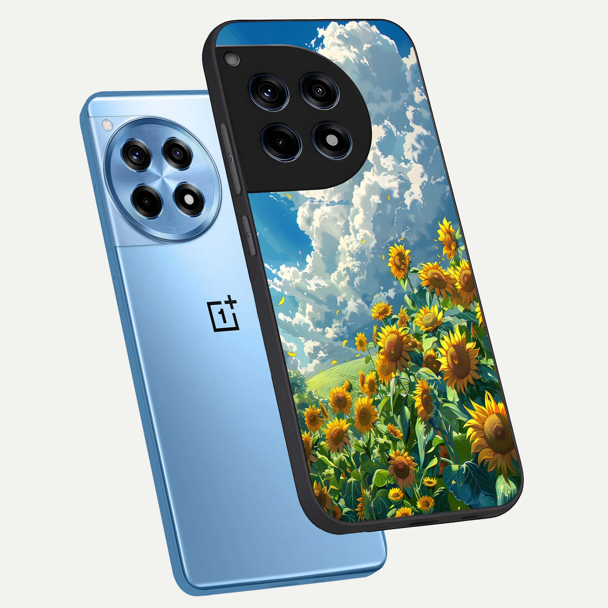  Golden Sun Glory phone case For OnePlus 12R showing premium glass back cover with detailed artwork