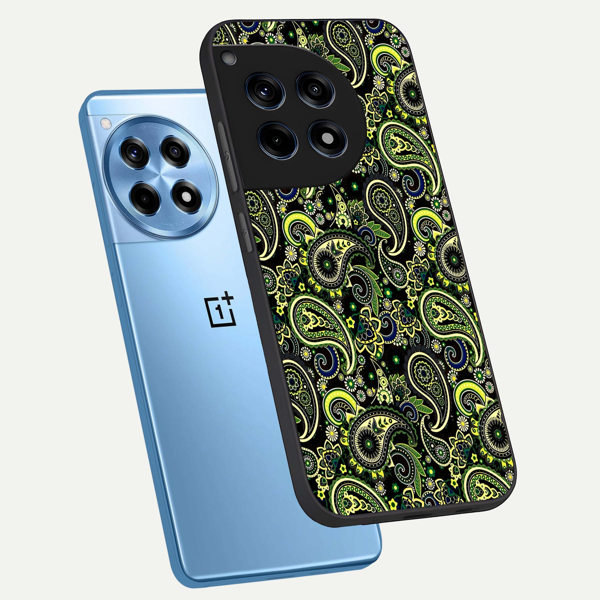  Green Lemon phone case For OnePlus 12R showing premium glass back cover with detailed artwork