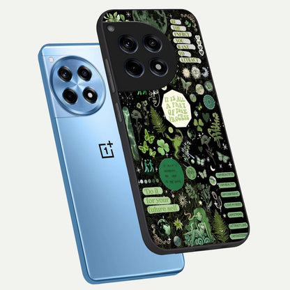  Green Mandala Pattern phone case For OnePlus 12R showing premium glass back cover with detailed artwork