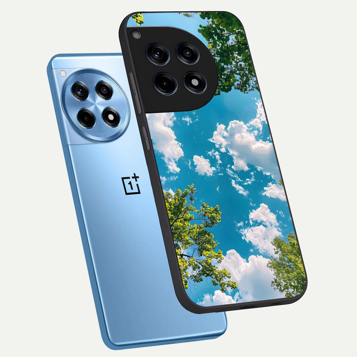  Green Moon Energy phone case For OnePlus 12R showing premium glass back cover with detailed artwork