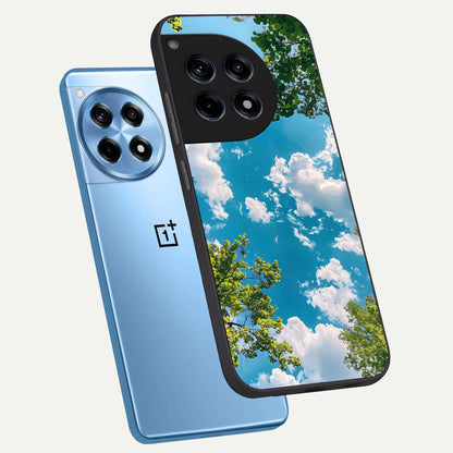  Green Moon Energy phone case For OnePlus 12R showing premium glass back cover with detailed artwork