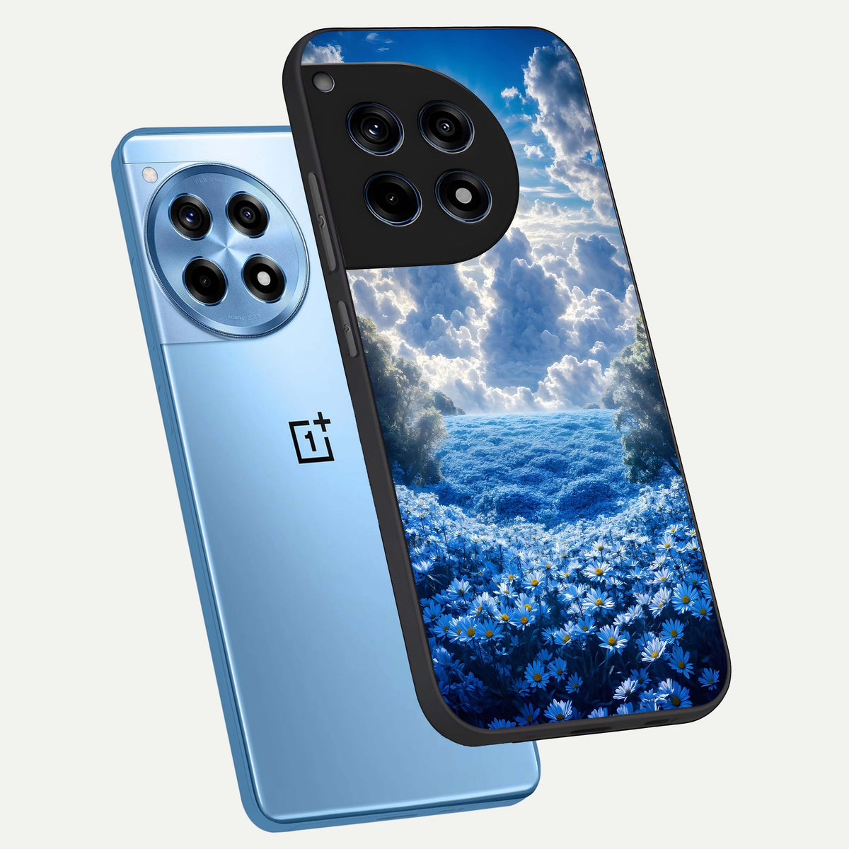  Heavenly Daisy Horizon phone case For OnePlus 12R showing premium glass back cover with detailed artwork