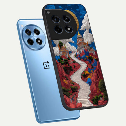  Heavenly Moon Path phone case For OnePlus 12R showing premium glass back cover with detailed artwork