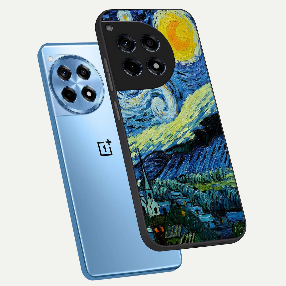  Inspired Van Gogh Art phone case For OnePlus 12R showing premium glass back cover with detailed artwork