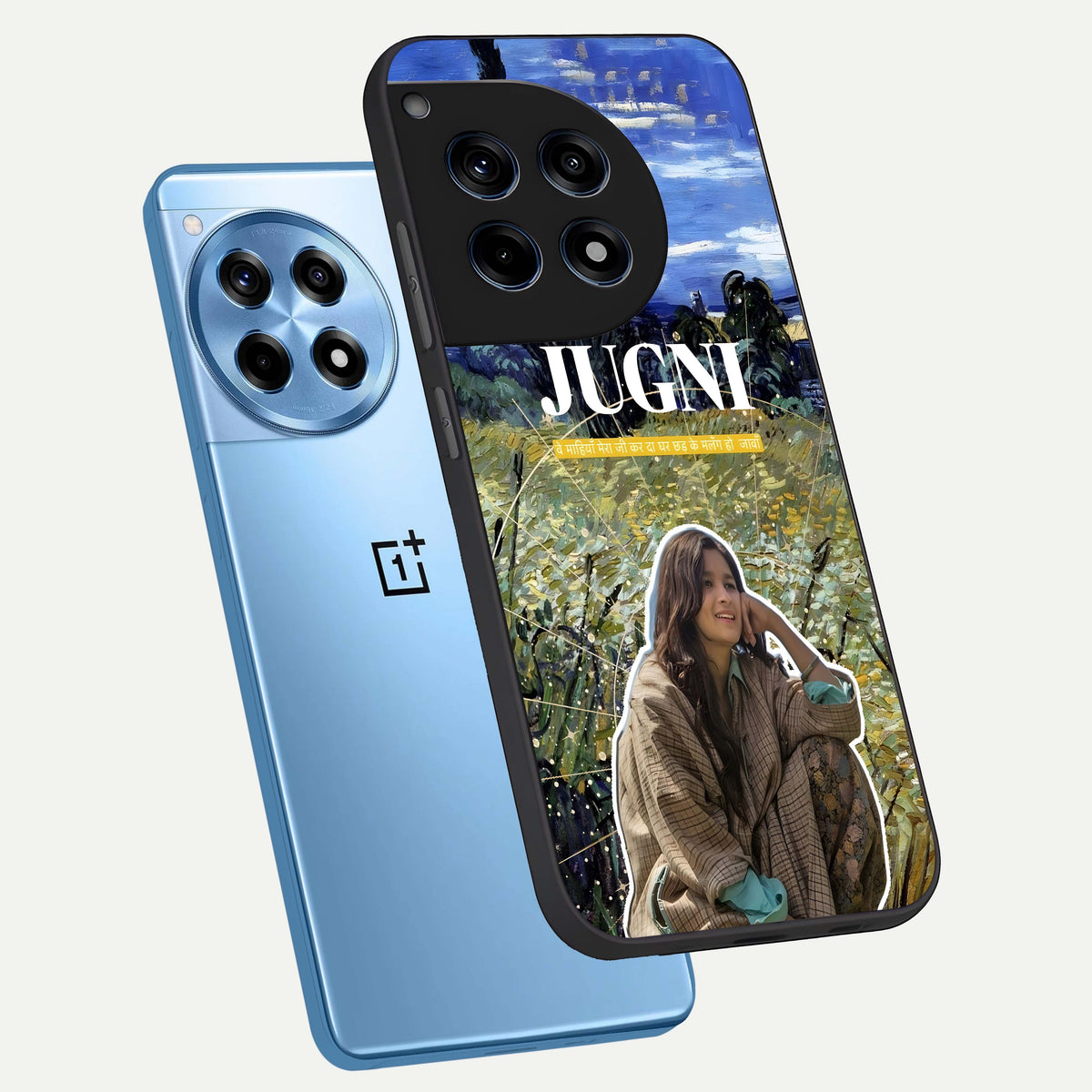  Jugni Soul Vibes phone case For OnePlus 12R showing premium glass back cover with detailed artwork