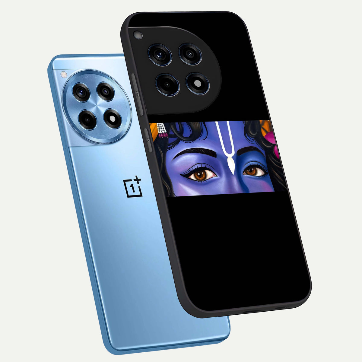  Krishna Eye phone case For OnePlus 12R showing premium glass back cover with detailed artwork