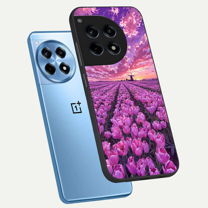  Lavender Dream Skies phone case For OnePlus 12R showing premium glass back cover with detailed artwork