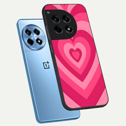  Layered Love Hearts phone case For OnePlus 12R showing premium glass back cover with detailed artwork