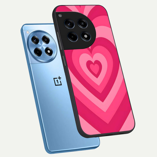  Layered Love Hearts phone case For OnePlus 12R showing premium glass back cover with detailed artwork