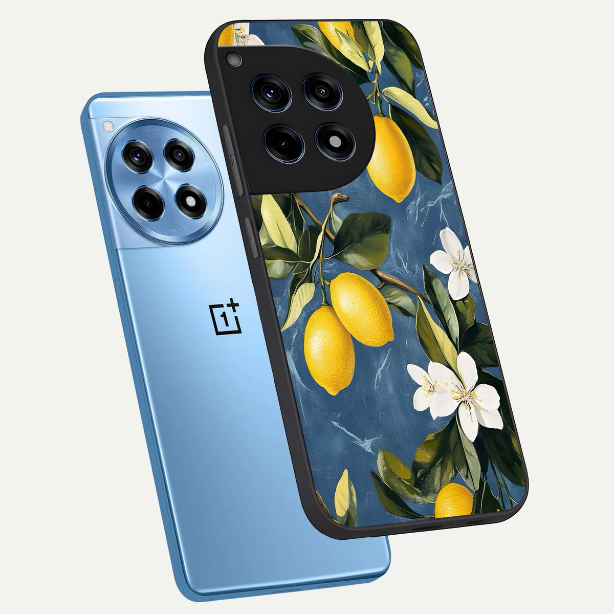  Lemon Dream Garden phone case For OnePlus 12R showing premium glass back cover with detailed artwork